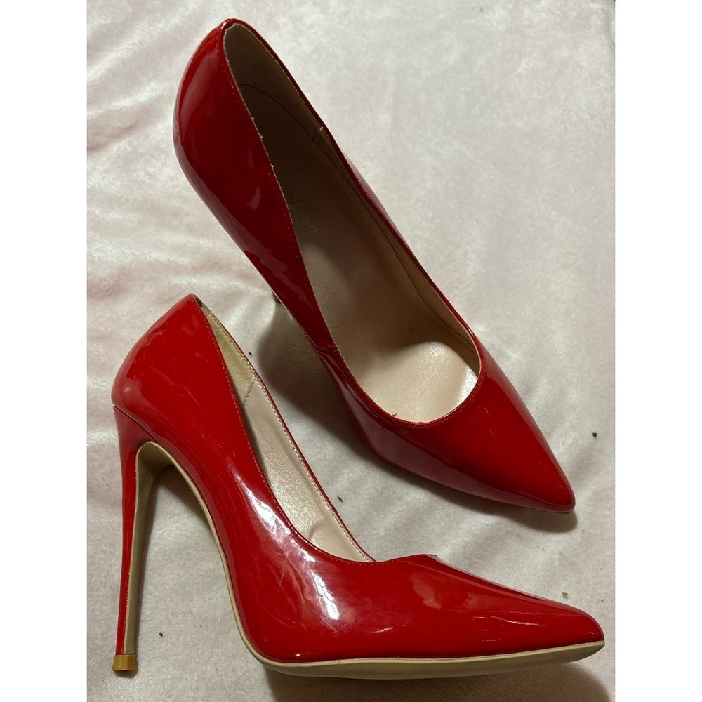 NEW GenShuo Shiny Red Patent‎ Leather Stiletto Heels, Size 8